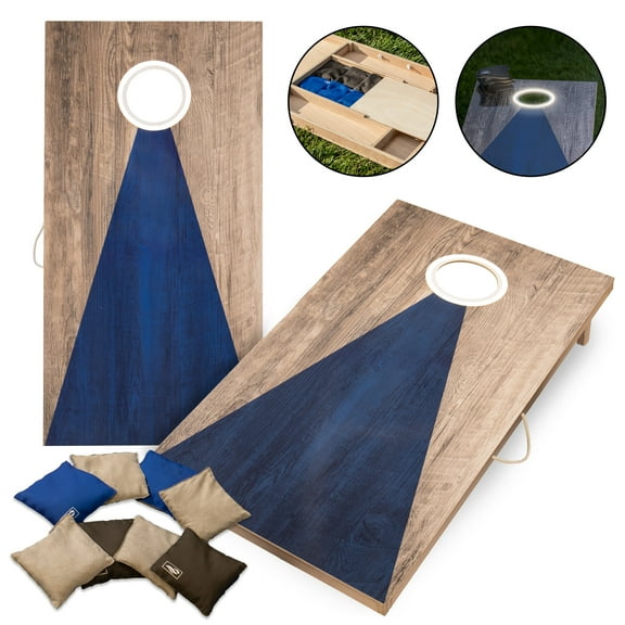 Triumph LED 2x4 All-Wood Cornhole Set - BLUE/GREY