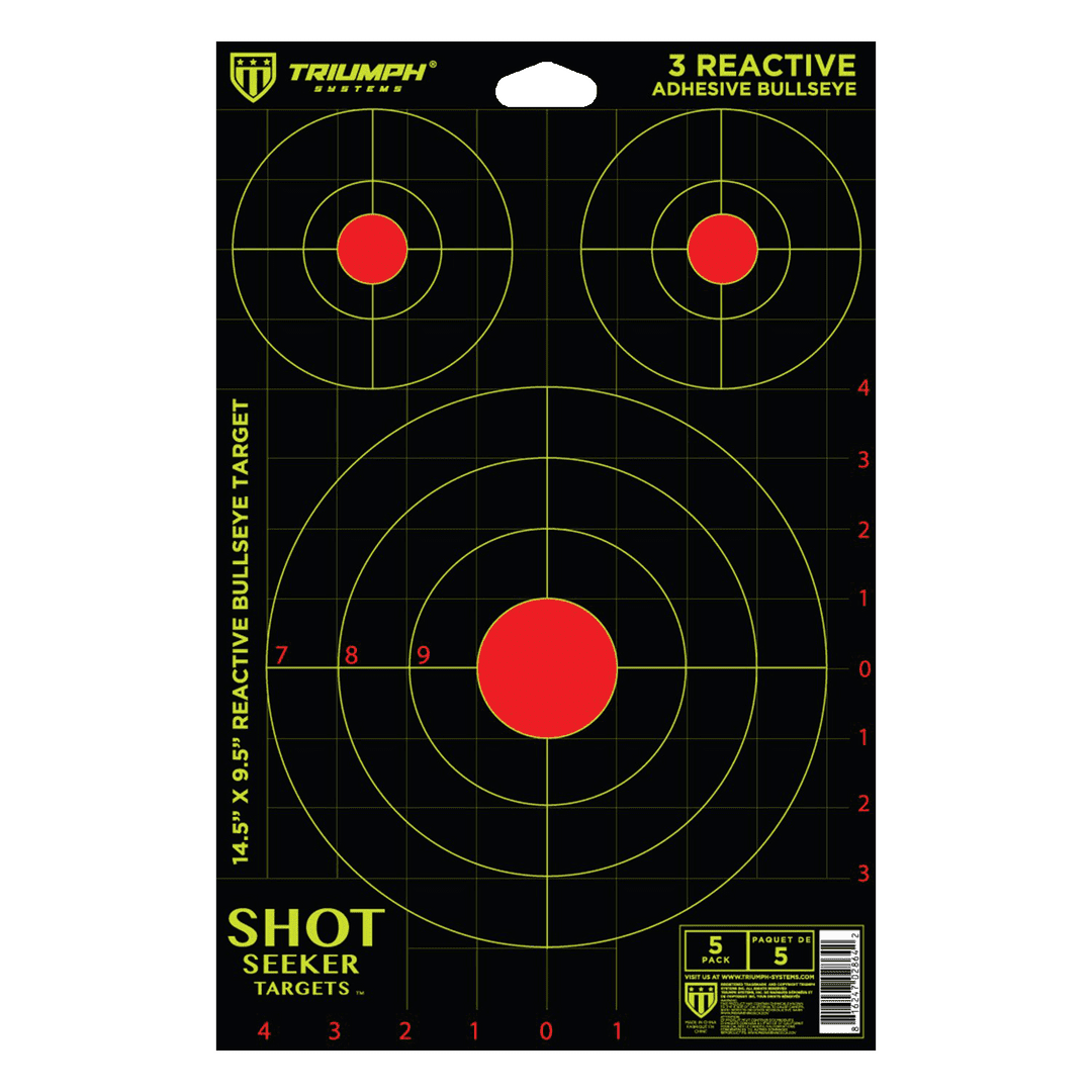 Triumph Systems Shot Seeker with 3 Assorted Size Reactive Adhesive Splatter Bullseyes, 10 Pieces