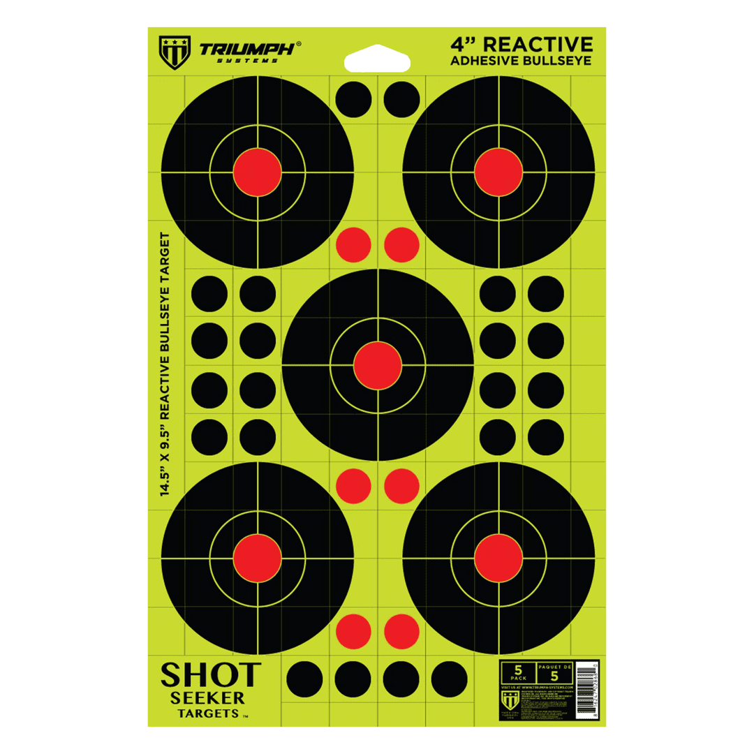 Triumph Systems Shot Seeker with 4 Inch Reactive Adhesive Splatter Bullseyes, 10 Pieces