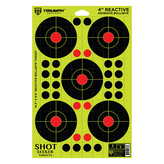Triumph Systems Shot Seeker with 4 Inch Reactive Adhesive Splatter Bullseyes, 10 Pieces