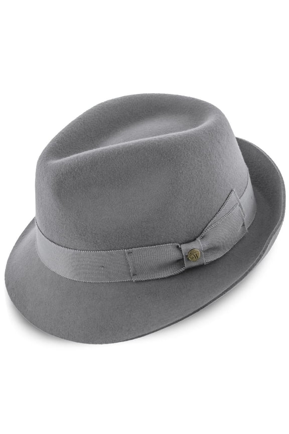 Walrus  Triumph Grey Wool Felt Trilby Hat 100% Australian Wool Felt, 2" Brim, C-Crown Grosgrain Ribbon Band, Cotton Sweatband - H7004