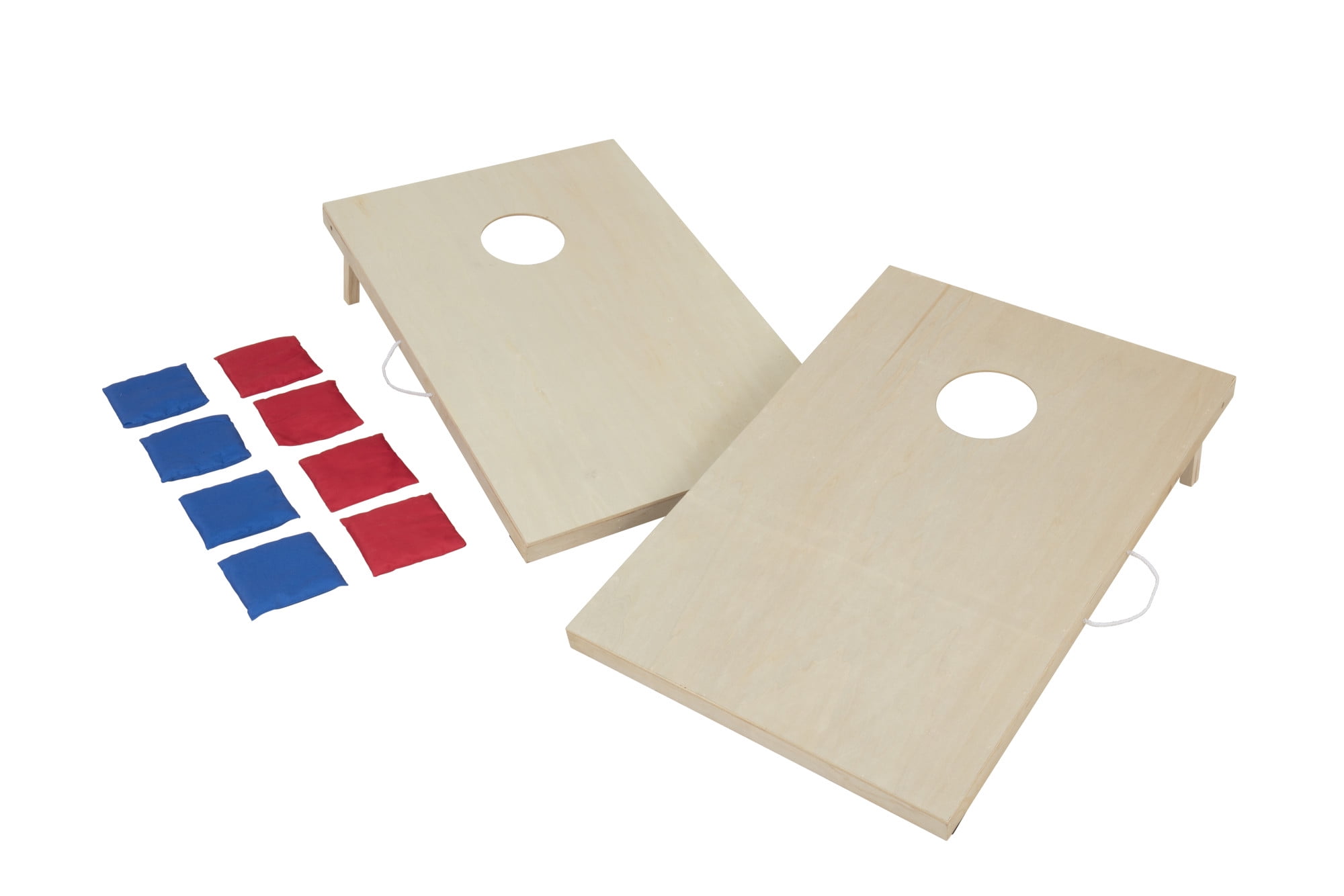 Classic Birch Veneer Wood Cornhole Set with Red and Blue Bean Bags