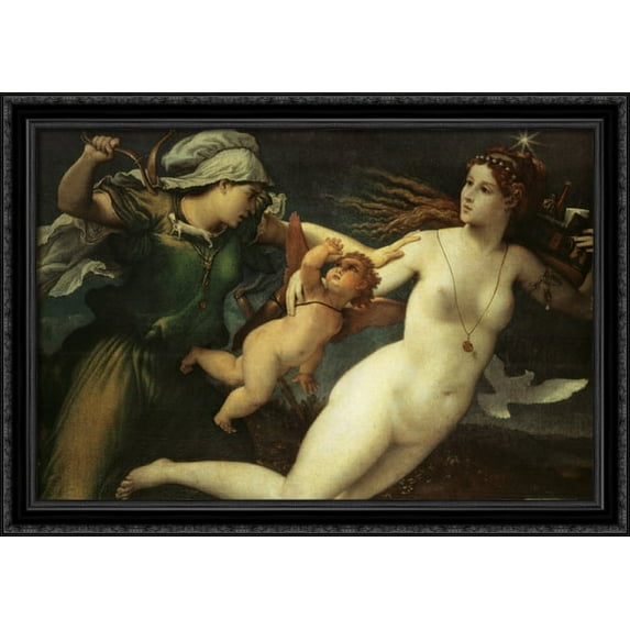Triumph of Chastity 40x28 Large Black Ornate Wood Framed Canvas Art by Lorenzo Lotto