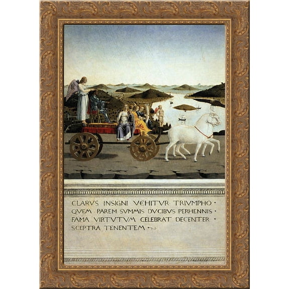 Triumph of Federico da Montefeltro 24x18 Gold Ornate Wood Framed Canvas Art by Piero della Francesca