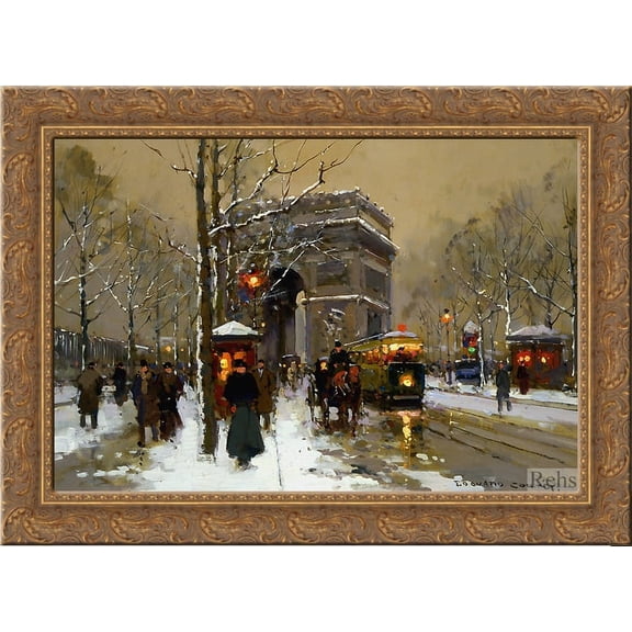 Triumphal Arch 24x18 Gold Ornate Wood Framed Canvas Art by Edouard Cortes
