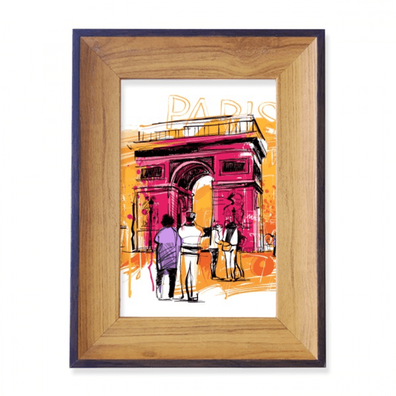 Triumphal Arch Paris France Hand Drawing Photo Frame Exhibition Display Art Desktop Painting
