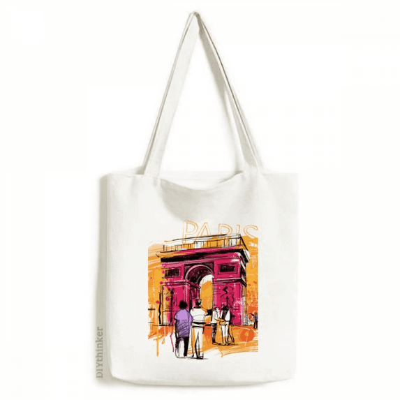 Triumphal Arch Paris France Hand Drawing Tote Canvas Bag Shopping Satchel Casual Handbag