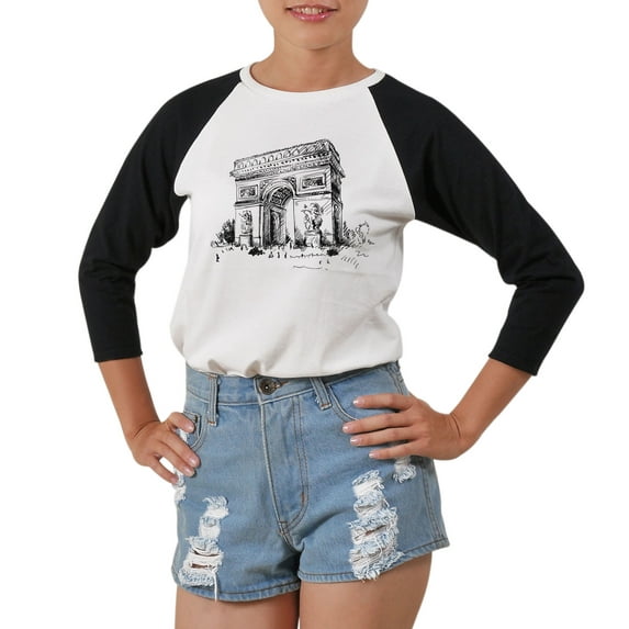 Triumphal Arches Printed 100% Cotton Elbow Sleeves Raglan T-Shirt WTS_03 L