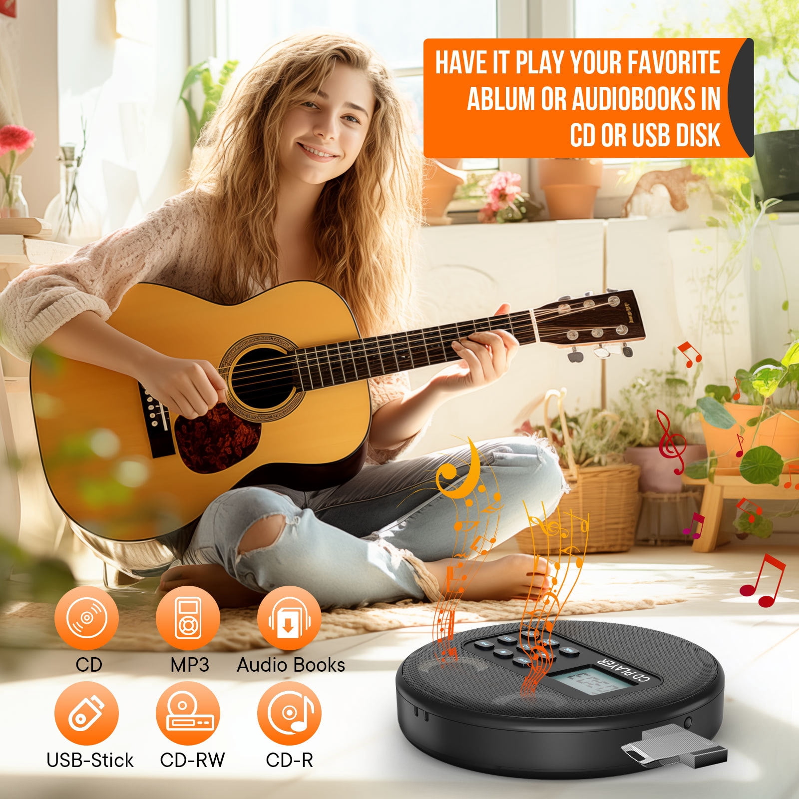 Triumphsoul Personal stereos with Dual Speaker CD Player Portable MP3 Compatible Compact Disc Album Player with Built in Stereo Sound