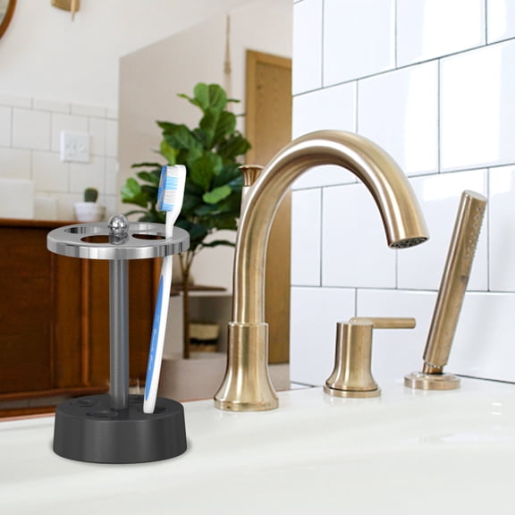 Stainless Steel Toothbrush Holder | Triune 3-Tone Toothbrush Organizer | Compact Multi-Slot Holder for Toothbrushes,Razors & Makeup Accessories