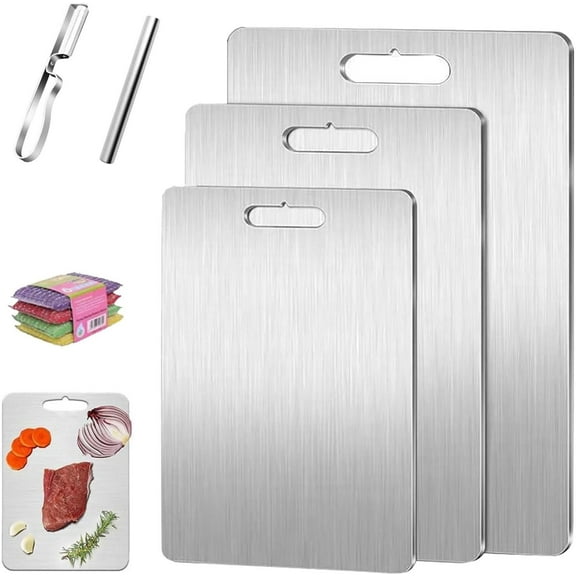 Trivano Cutting Board, Titanium Cutting Board, Stainless Non Stick Chopping Boards for Kitchen Dishwasher Safe (S: 11.4 * 7.87in)