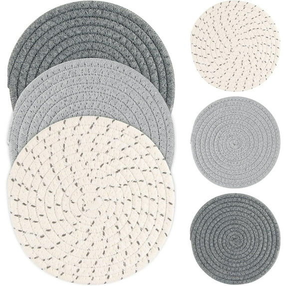 Trivet Mats Set for Hot Dishes, 3 Heat Resistant Pot Holders Kitchen Counter, Table, Home Essentials, Anti Stain Hot Pads Plate Mats for Hot pots and Pans, 7 Inches