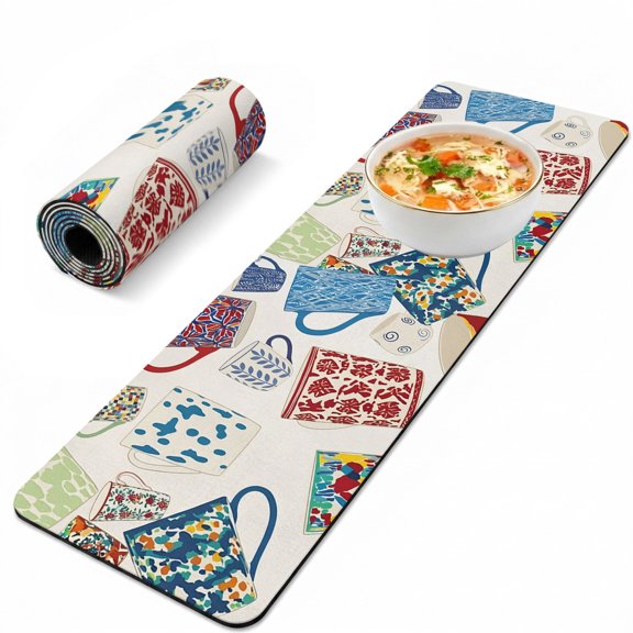 Trivet Table Runner for Hot Dishes Ceramic Mugs Heat Resistant Hot Plates Mat Non Slip Pot Holders Runner Mat Colorful Tea Cup Table Countertop Protector for Kitchen Dining Room 12x40 Inch