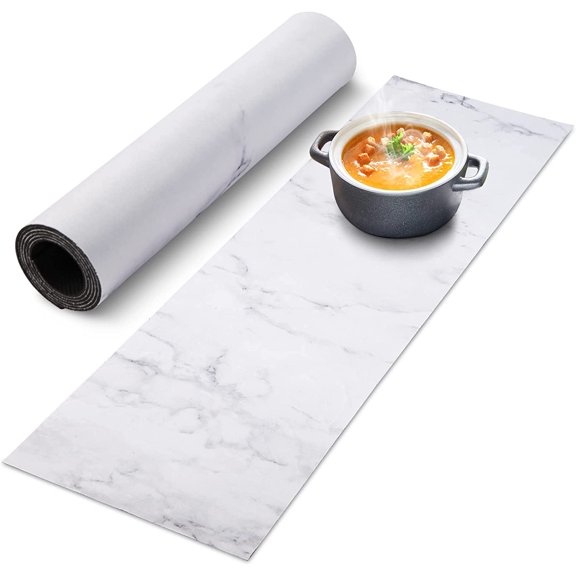 Trivet Table Runner Hot Plates Mat 12 X 40 Inch Heat Resistant Table Protector Waterproof Decorative Farmhouse Kitchen Trivets Counter Heat Proof Placemats for Hot Dishes (Marble)