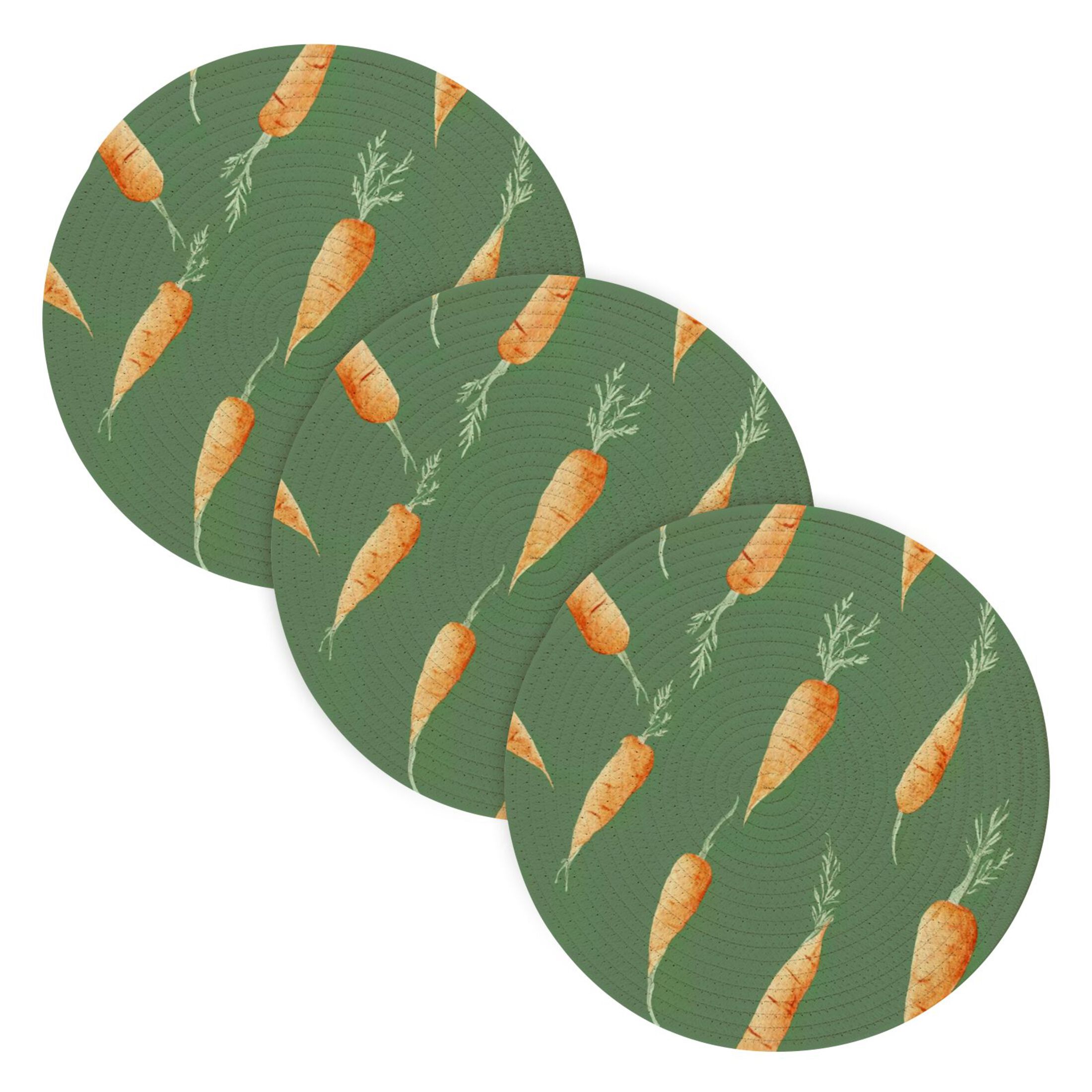 Trivets for Hot Dishes 15 Inches Hot Pads 3 Pcs Heat Resistant Mats for Countertop Polyester Cord Braiding Durable and Absorbent，Applicable to Kitchen Decor Baby Carrots