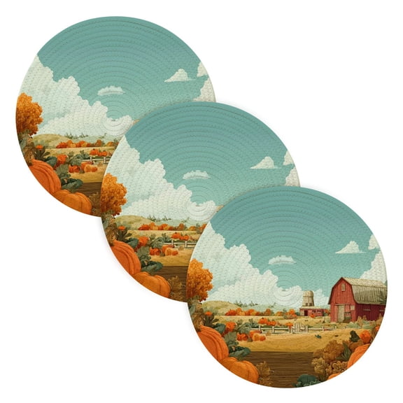 Trivets for Hot Dishes 15 Inches Hot Pads 3 Pcs Heat Resistant Mats for Countertop Polyester Cord Braiding Durable and AbsorbentApplicable to Kitchen Decor Clear Skies in The Distance