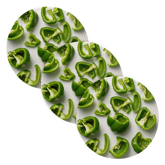 Trivets for Hot Dishes 15 Inches Hot Pads 3 Pcs Heat Resistant Mats for Countertop Polyester Cord Braiding Durable and Absorbent，Applicable to Kitchen Decor Green Sweet Pepper