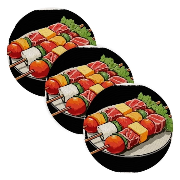 Trivets for Hot Dishes 15 Inches Hot Pads 3 Pcs Heat Resistant Mats for Countertop Polyester Cord Braiding Durable and AbsorbentApplicable to Kitchen Decor Grilled Meat