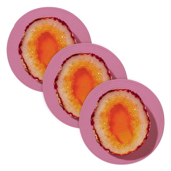 Trivets for Hot Dishes 15 Inches Hot Pads 3 Pcs Heat Resistant Mats for Countertop Polyester Cord Braiding Durable and AbsorbentApplicable to Kitchen Decor Half A Piece Of Agate