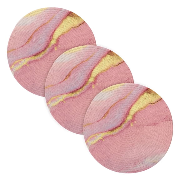 Trivets for Hot Dishes 15 Inches Hot Pads 3 Pcs Heat Resistant Mats for Countertop Polyester Cord Braiding Durable and Absorbent，Applicable to Kitchen Decor Marble