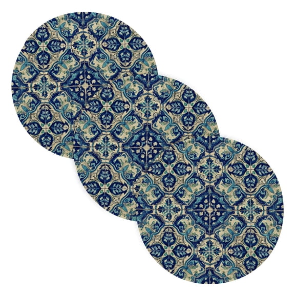 Trivets for Hot Dishes 15 Inches Hot Pads 3 Pcs Heat Resistant Mats for Countertop Polyester Cord Braiding Durable and Absorbent，Applicable to Kitchen Decor Off-white and Green Tones