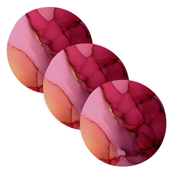 Trivets for Hot Dishes 15 Inches Hot Pads 3 Pcs Heat Resistant Mats for Countertop Polyester Cord Braiding Durable and Absorbent，Applicable to Kitchen Decor The Red Gradient Color