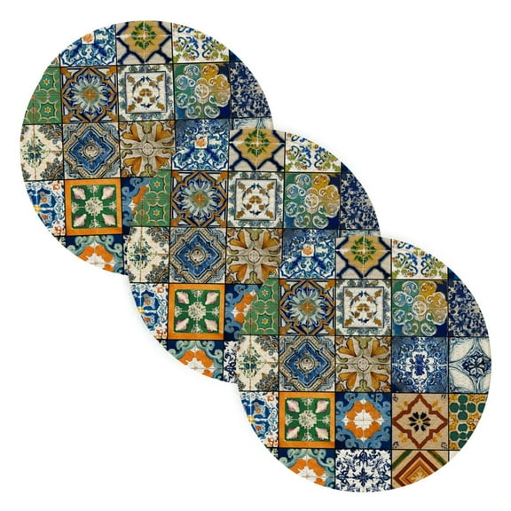 Trivets for Hot Dishes 15 Inches Hot Pads 3 Pcs Heat Resistant Mats for Countertop Polyester Cord Braiding Durable and Absorbent，Applicable to Kitchen Decor Renowned Ceramic Craftsmanship