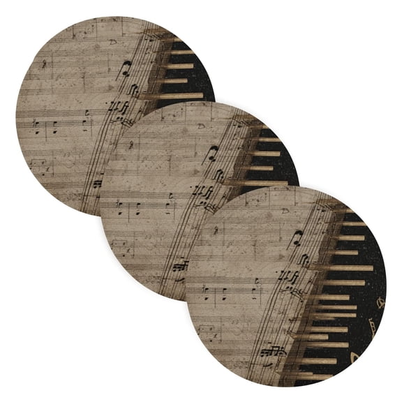 Trivets for Hot Dishes 15 Inches Hot Pads 3 Pcs Heat Resistant Mats for Countertop Polyester Cord Braiding Durable and Absorbent,Applicable to Kitchen Decor Romanticism Sheet Music