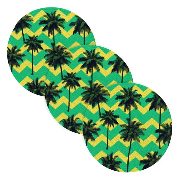 Trivets for Hot Dishes 15 Inches Hot Pads 3 Pcs Heat Resistant Mats for Countertop Polyester Cord Braiding Durable and AbsorbentApplicable to Kitchen Decor Summer Herringbone Pattern