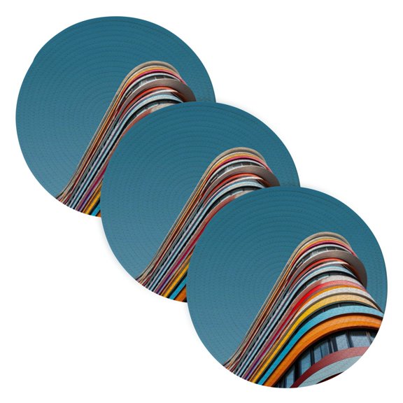 Trivets for Hot Dishes 15 Inches Hot Pads 3 Pcs Heat Resistant Mats for Countertop Polyester Cord Braiding Durable and AbsorbentApplicable to Kitchen Decor Throw Colored Powder