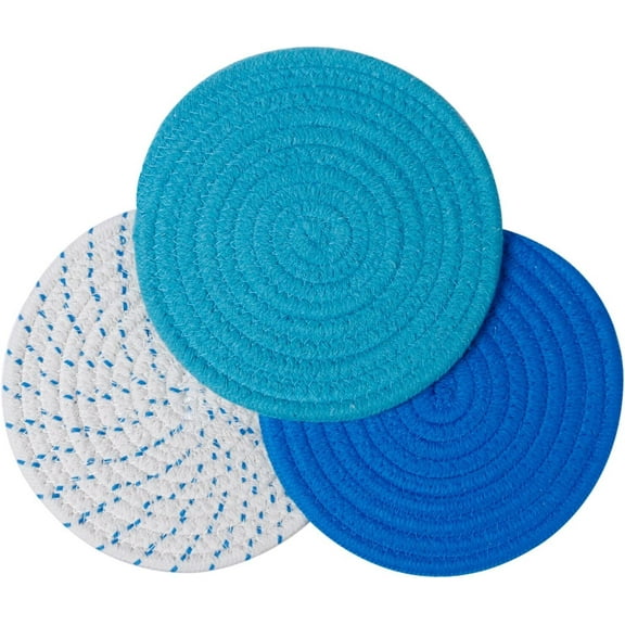 Trivets for Hot Dishes, Large Trivet for Hot Pots and Pans 7 inches, Hot Pads for Kitchen Table, Coasters Cotton Mat to Protect Counter, Cooking Potholder (Mix 3 Pcs)