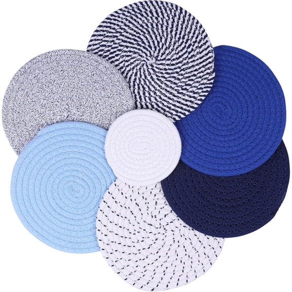 Trivets for Hot Dishes/Pots/Pans，Heat-Resistant Kitchen Pot Holders & Hot Pads for Countertops, Set Includes Oven Mitts, Dish Mat, and Stacking Pot Protectors