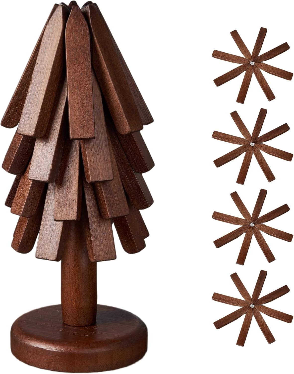 Wooden Trivets For Hot Dishes, Tree Shape Trivet Set Foldable Kitchen Trivet Tree Coasters Hot Pads For Kitchen Anti Stain Pot Holders For Pots Pans Bowls Tea Kettles Fondue Holders