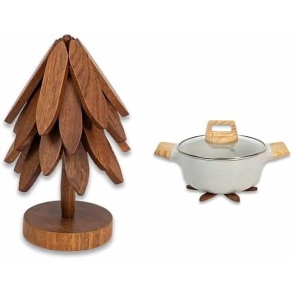 Trivets, Wooden Tree-Shaped Sapeli Wood Drink Trivets Set for Coffee Table, Kitchen Table Decor