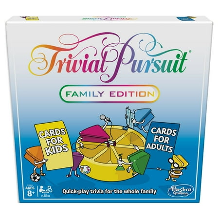 Trivial Pursuit Family Edition game, Board Game for 2 or More Players, 1400+ Questions