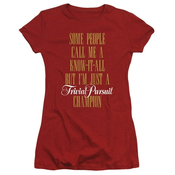 Trivial Pursuit Know It All S/S Junior Women's T-Shirt Sheer Cardinal