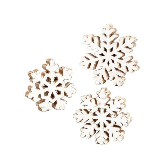 Trivibe 3PC Christmas Wooden Snowflake Tabletop Decor Distressed ...