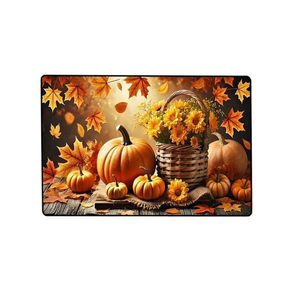 Trivibe Fall Pumpkin Welcome Doormat Non‑Slip Absorbent Entryway Floor Mat 15 X 23 Inch Seasonal Decor Rug for Front Door Kitchen Porch Halloween Thanksgiving Home Decor