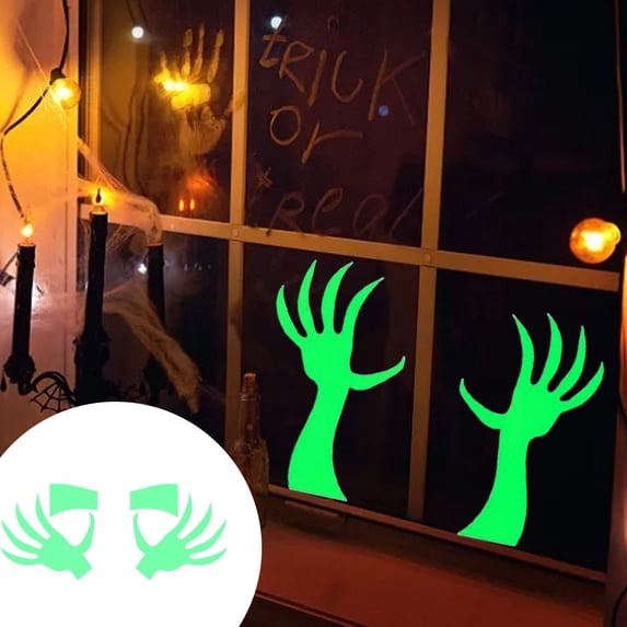 Trivibe Glow In The Dark Halloween Window Clings Spooky Phantom Eyes and Creepy Hand Silhouette Reusable Luminous Wall Stickers for Window Door Porch Yard Indoor Outdoor Halloween Themed Decor