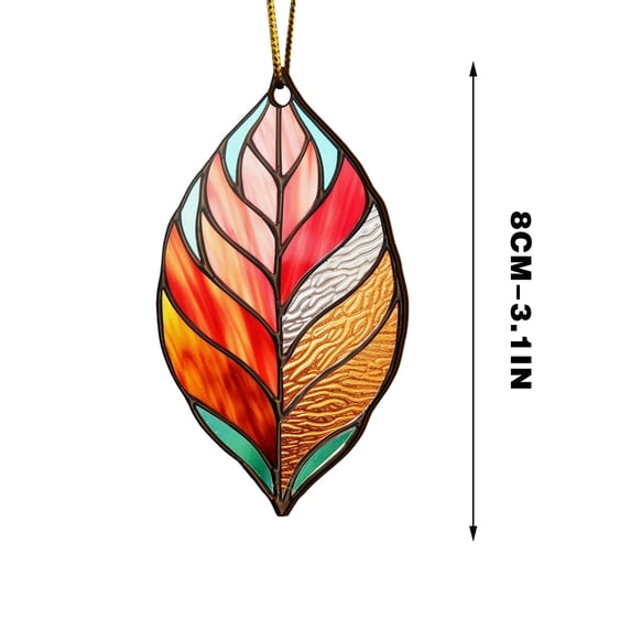 Trivibe Stained Glass Style Acrylic Leaf Christmas Ornament, Flat Printed Hanging Pendant for Xmas Tree, Festive Winter Holiday Decor for Home Living Room and Entryway, Colorful Hanging Charm