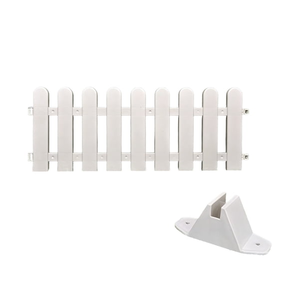 Trivibe White Plastic Picket Fence with Support Base Freestanding Decorative Garden Border Fence Modular Assembly Lawn Vegetable Bed Patio Outdoor Yard Landscape Decor