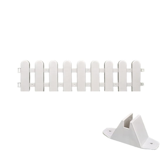 Trivibe White Plastic Picket Fence with Support Base Freestanding Decorative Garden Border Fence Modular Assembly Lawn Vegetable Bed Patio Outdoor Yard Landscape Decor