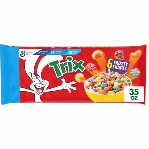 Trix Breakfast Cereal, Fruit Flavored Corn Puffs, 35 oz Resealable Bag(pack of 2)
