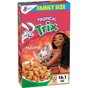 Tropical Trix Breakfast Cereal, Disney Moana, Made with Whole Grain, Family Size, 16.1 oz