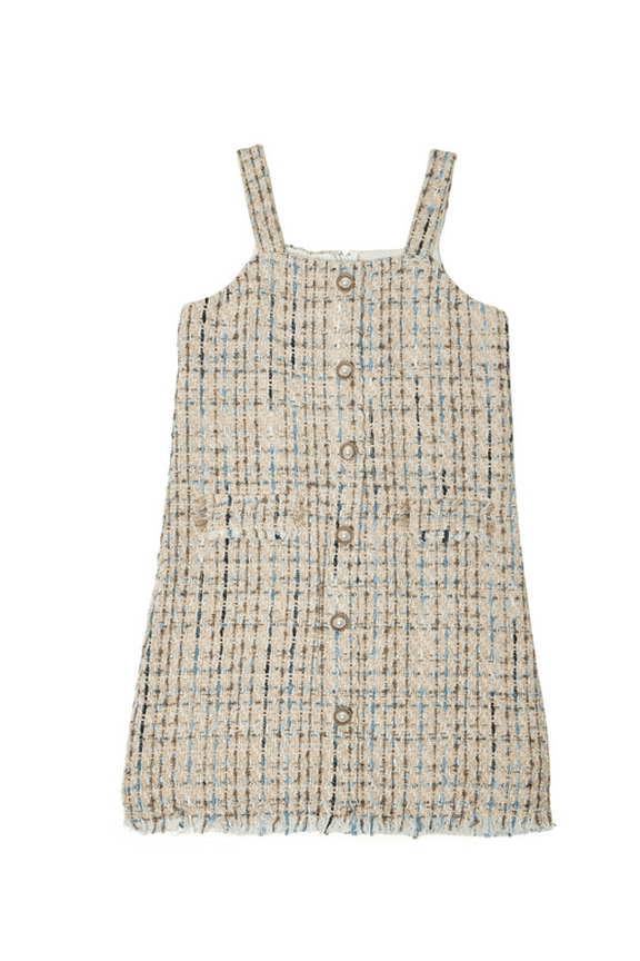 Big Girls Sleeveless Boucle Dress - Ivory
