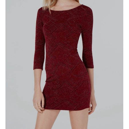 Trixxi Juniors Metallic Open-Back Bodycon Dress, Red, Size 1: 1/Red