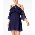 thumbnail image 1 of Trixxi Juniors Ruffled Cold Shoulder Dress Navy S, 1 of 1
