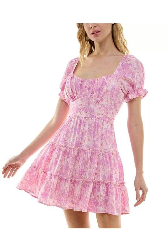 PINKFLOR Women's Juniors' Woven Tie-Back Fit & Flare Dress, US X-Small