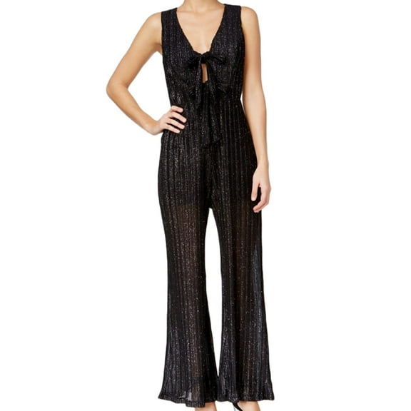 Trixxi Womens Glitter Jumpsuit, Black, Juniors, 5