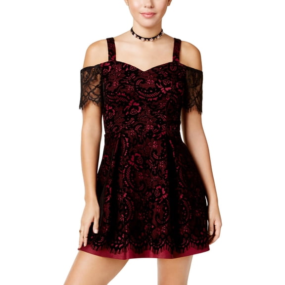 Trixxi Womens Juniors Lace Sweetheart Party Dress